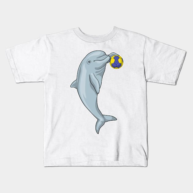 Dolphin Handball player Handball Kids T-Shirt by Markus Schnabel